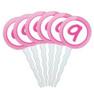 Set of 6 Cupcake Picks Toppers Decoration Birthday Party Pink Dots - 21 Twenty One N26