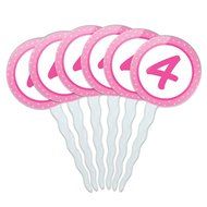 Set of 6 Cupcake Picks Toppers Decoration Birthday Party Pink Dots - 21 Twenty One N27