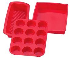 Mrs. Anderson&rsquo;s BPA Free Silicone 12 Cup Muffin Pan, 9&rdquo; Square Pan, and 9.5&rdquo; x 4&rdquo; Loaf Pan