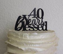 All About Details Black 40-Years-Blessed Cake Topper N4