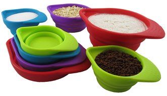 Silcook 8-Piece Set Stackable Silicone Measuring Cups - Space Saving Collapsible Cup Sets to Measure Dry and Liquid... N5