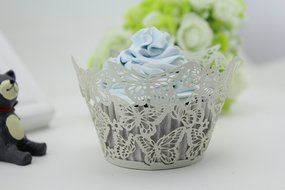 Finex&reg; 100pcs *Butterfly* Wedding Cupcake Liner Wrappers Muffin Wrapper Paper Baking Party Decoration (Blue) N22