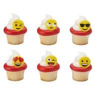 Emojis Happy Face Emoticos Cupcake Rings Decoration Cake Yellow x24