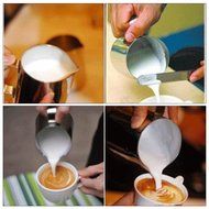 Stainless Steel Milk Coffee Frothing Pitcher Cup Jug Silver Tone (600ml) N6