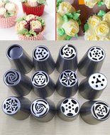 Dewel Multi-Pattern Russian Piping Tips, 12PCS Icing Decorating Tips,Stainless Steel Icing Piping Nozzles ,A Tool... N3