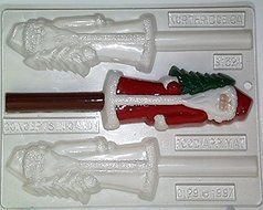 Elongated old-fashioned Santa holding a small Christmas tree C129 Christmas Chocolate Candy Mold