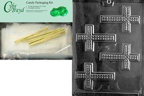 Cybrtrayd R010 Fancy Cross Chocolate Candy Mold with Exclusive Cybrtrayd Copyrighted Chocolate Molding Instructions... N6