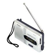 STree Mini Portable Pocket AM FM Radio Built-in Speaker with Telescopic Antenna, Silver N2