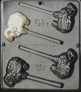 Lamb with Bow Lollipop Chocolate Candy Mold Easter 1812 N2