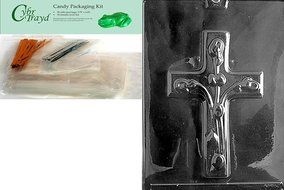 Cybrtrayd R038 Medium Cross with Flowers Chocolate Candy Mold with Exclusive Cybrtrayd Copyrighted Chocolate Molding... N3