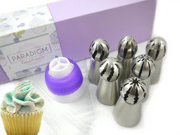 NEW 17 pcs/set Russian Icing Stainless Steel Nozzles Tips Set for Pastry Cake Cupcake Fondant Baking - 6 Sphere... N5