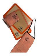 2 Kid's Colorful Orange and White Striped Aprons, plus 2 Professional Silicone Baking Mats-easy Clean Up, and... N6