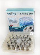 Chef Tomy Cake decorating tips set professional 26-pieces with Storage Case N3