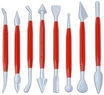 Fat Daddio&#039;s 8-Piece Fondant and Gumpaste Modeling Tool Set, 16 Designs