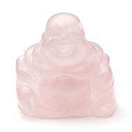 JOVIVI 1pc Natural Carved Gemstones Happy Buddha Figurine Statue 1.2&#039;&#039; Room Decoration, with Gift Box (Rose Quartz) N11