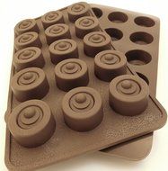 Set of 2 Round Silicone Chocolate and Candy Molds; ice cubes, wedding mints, crayon molds, valentines candy, etc. N5