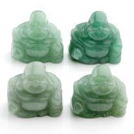 JOVIVI 1pc Natural Carved Gemstones Happy Buddha Figurine Statue 1.2&#039;&#039; Room Decoration, with Gift Box (Rose Quartz) N14