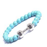 Natural Gemstones Dumbbell Barbell Stretch Yoga Mala Energy Bracelets 7.5inch