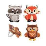 Woodland Animal Friends Cupcake Topper Rings - Set of 12 (Owl, Raccoon, Fox) N2