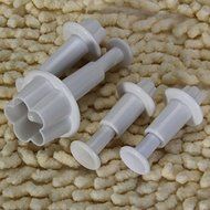 4pcs Fondant Gum Paste Plunger Cutter Flower White N3