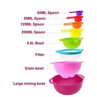 8 Piece Compact Food Preperation Set Nested Mixing Bowls N7