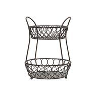 Gourmet Basics by Mikasa Loop And Lattice 2-Tier Metal Basket, Antique Black N2