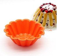 Astra Gourmet Silicone Flower Reusable Brioche Pan Mold, Nonstick 9 1/2 By 3 Inch(Orange) N4