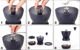 Manual Coffee Grinder with Ceramic Burr, Glass Jar and Storage Lid in Black N3
