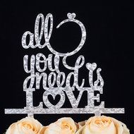LOVENJOY with Gift Box All You Need is Love Monogram Wedding Engagement Cake Topper Gold Glitter, 6-inch N12