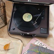 1byone Suit-case Style Turntable with Speaker, Bluetooth support and Vinyl-To-MP3 Recording, Belt Driven Record... N8