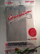 Kirby Vacuum Cleaner Disposable Cloth Paper Bags Genuine Kirby Generation 3 - 9 Pack