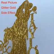 GOOSE LOVER(TM) Bride And Groom Silhouette Wedding Cake Topper With Dog And Cat, Acrylic Wedding Cake Topper,... N18