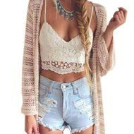 Bra Top ，Beautyvan Comfortable Fashion Women Crochet Tank Camisole Lace Vest Blouse Bralette Bra Top (L, White) N4
