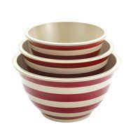Paula Deen Pantryware 3-Piece Mixing Bowl Set, Striped Red N5