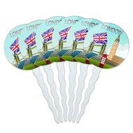 Set of 6 Cupcake Picks Toppers Decoration Places and Things - Machu Picchu Peru Travel N32