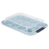 Anolon 12 Cup Advanced Nonstick Bakeware Muffin Pan with Silicone Grips, Gray N6