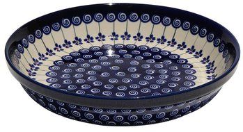 Polish Pottery Dish Pie Plate 10" From Zaklady Ceramiczne Boleslawiec #879-1085a Classic Pattern, Height: 1.8"... N3