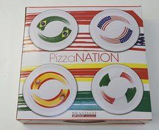 Brandani: "Pizza Nation" Set of 4 Pizza Plates [ Italian Import ] N6