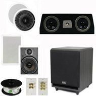 Theater Solutions 5.1 Home Theater 6.5" Speakers Set with Center, 8" Powered Sub and More TS65CWC51SET3