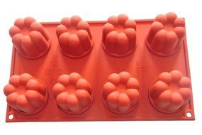 FOUR-C Cupcake Supplies Silicone Bakeware Flower Cake Baking Pans Color Purplish Red N3