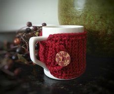 Crochet Acrylic Coffee Mug Cozy Marsala N2