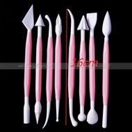 Generic 8Pcs/Set Modelling Carving Fondant Cake Flower Chocolate Craft Tool Decorating Cutters Kit(White) N5