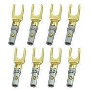 UCEC Y Plug 45 Degree Spade Connector for Speaker Wire DIY - Pack of 16 (8 Black,8 Red) N2