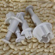 4pcs Fondant Gum Paste Plunger Cutter Flower White N4