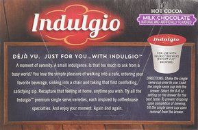Indulgio Milk Chocolate Cocoa Single Serve for Keurig K-Cup Brewers, 24 Count N10