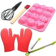 Food Grade Silicone Bakeware Set - Silicone Bakeware Molds, Silicone Mitts, Silicone Wire Whisk, Silicone Kitchen...