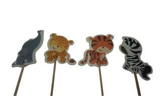 Bilipala 24 Count Zoo Animal Cupcake Toppers Picks, Puffy Picks, Cake &amp; Party Decoration
