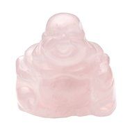 JOVIVI 1pc Natural Carved Gemstones Happy Buddha Figurine Statue 1.2&#039;&#039; Room Decoration, with Gift Box (Rose Quartz) N16