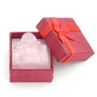JOVIVI 1pc Natural Carved Gemstones Happy Buddha Figurine Statue 1.2&#039;&#039; Room Decoration, with Gift Box (Rose Quartz) N18