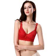 PHOTNO Women Push Up Deep V Ultrathin Underwire Padded Lace Brassiere Bra Big Size N27